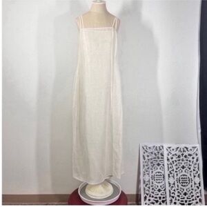 JIL SANDER LUXURY Brand Square neck Wrap around white Linen Mid length